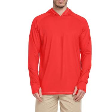 Imagem de Moletom masculino branco com proteção solar manga longa FPS 50 camiseta masculina leve Rash Guard à prova de sol UV, Vermelho, P