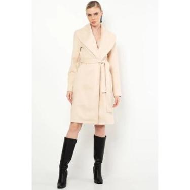 Imagem de Casaco Alongado em Suede Com Lapela Larga-Feminino