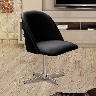 Imagem de Poltrona Decorativa Gaia Giratória Metal para Sala, Quarto, Recepção Preto