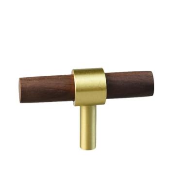 Imagem de Armário de armazenamento de cozinha puxa puxadores de móveis pretos de latão dourado armário armário gaveta maçanetas de madeira, 60mmblack nogueira