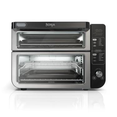 Imagem de Ninja DCT401 Forno duplo 12 em 1 com FlexDoor, FlavorSeal e acabamento inteligente, convecção superior rápida e fundo de fritura a ar, assar, torrar, fritar ao ar, pizza e muito mais, aço inoxidável