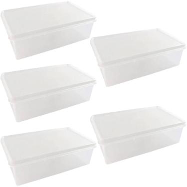Imagem de Kit 5 Caixas Organizadoras 3,5L Tampa Hermética Empilhável Plasvale Closet