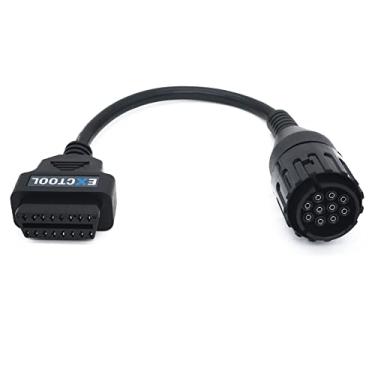 Imagem de Exctool Adaptador de diagnóstico OBD2 compatível com motocicletas BMW, ano 1996 a 2016, conector redondo de 10 pinos para cabo fêmea OBD II de 16 pinos, 30 cm