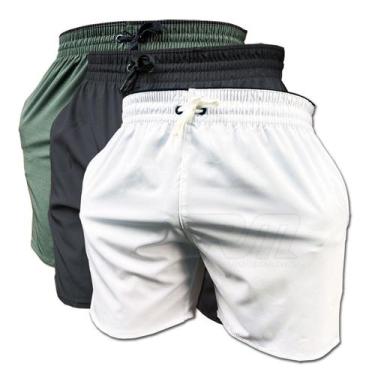 Imagem de Kit 3 Short De Elastano Dry Fit Bermuda De Praia Piscina E Academia -