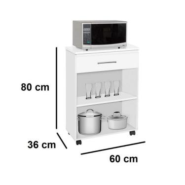 Imagem de Balcão Para Micro-Ondas Branco Preto - Liz - 2 Portas