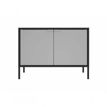 Imagem de Balcão Baixo Multiúso Itatiaia Smart - 2 Portas - Preto Matte C/ Cinza