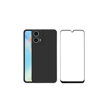 Imagem de Capa Case + Película Vidro Compatível Para Moto G34 - DB, Preto