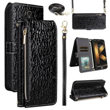 Imagem de Furiet Capa carteira para LG Aristo 2 3 Plus/Rebel 4 LTE/Tribute Empire Dynasty/Zone 4/K8 Plus 2018 K8S/Fortune 2/Phonenix 4/Risio 3 e alça de pulso capa de telefone com alça de ombro para Astro 2+ 3+