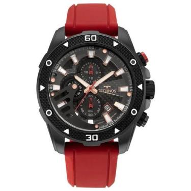 Imagem de Relogio Masculino Technos Analógico Ts Carbon Preto Vermelho JS15FS/2P