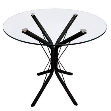 Imagem de Mesa Jantar Vidro 70cm Base 4 Apoio Ana Metal Aço - Jthome, Tampo:Redo