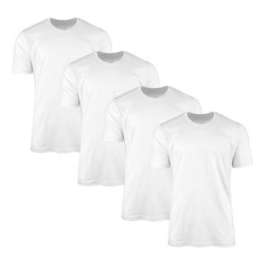 Imagem de Kit 4 Camisetas AMGK Masculina Lisa Básica 100% Algodão, G, Branco, Ma