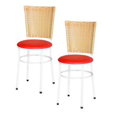 Imagem de 2 Cadeiras para Mesa Branca Hawai Palha - Laumar, Vermelho