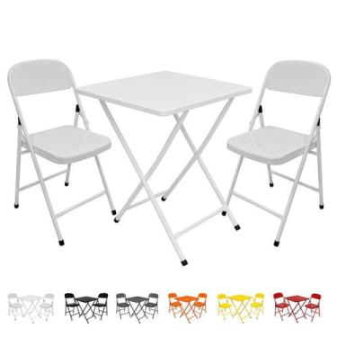Imagem de Conjunto Mesa C/ 2 Cadeiras Dobráveis Bar Restaurante Aço - Açomix, Br