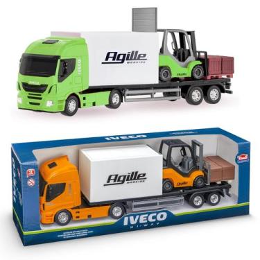 Imagem de Carreta de Brinquedo com Bau que Abre e Empilhadeira 47cm Usual - Usua