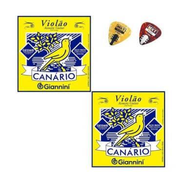 Imagem de Encordoamento Kit c/ 2 jogos para violão GIANINNI Canário AçoGESWB com