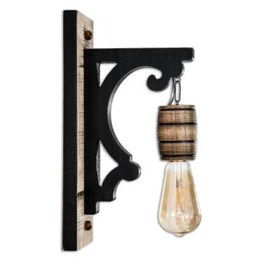 Imagem de Luminária De Parede Arandela Madeira Maciça Rústica Colonial - Delenha