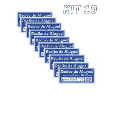 Imagem de Kit 10 Recibo De Aluguel Blocos Com Canhoto 50 Folhas Tamoio