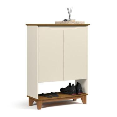 Imagem de Sapateira Retrô Pés em Madeira para Hall Flow de Entrada Com 2 pratele