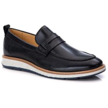 Imagem de Sapato Masculino Loafer Roma Esporte Fino Em Couro Legitimo Preto-Masculino