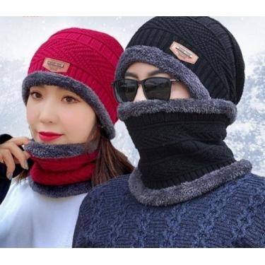 Imagem de Conjunto 1 Touca + 1 Gola Inverno Neve Adulto - Sem marca, Vermelho
