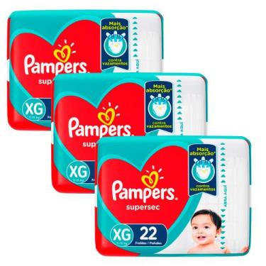 Imagem de Kit 3 Fraldas Pampers Supersec Pacotão Econômico XG - 66 Tiras