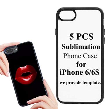 Imagem de JUSTRY 5 peças de capas de celular 2D em branco de sublimação de borracha macia para iPhone 6, iPhone 6S, capa protetora personalizada para celular de 4,7 polegadas sem acabamento brilhante