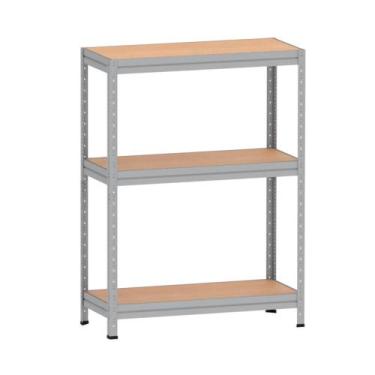 Imagem de Estante Pesada Prateleira de Madeira Pandin 1,25 x 0,40 m Cinza Crista