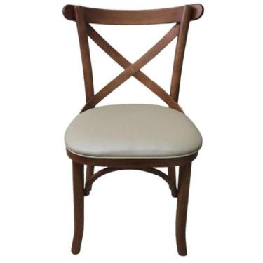 Imagem de Cadeira Bruna X Selva Estofada facto pérola Madeira Maciça Gourmet Sal