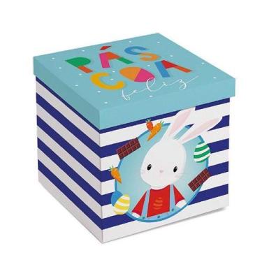 Imagem de Caixa Surpresa para Ovo em Pé 350g e Brigadeiros - Brilho de Páscoa Az