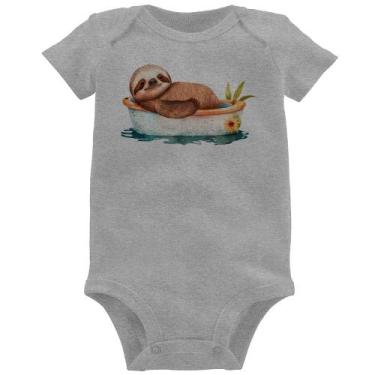 Imagem de Body Bebê Ursinho Panda Relaxando Na Piscina - Foca na Moda, Cinza, P