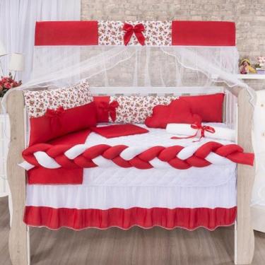 Imagem de Kit Berço Americano 11 Peças Com Mosquiteiro e Trança (Menina e Menino