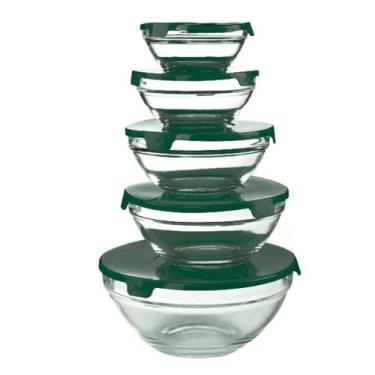Imagem de Kit 5 Potes de Vidro Conjunto de Tigela Bowl Para Mantimento - Caasa V