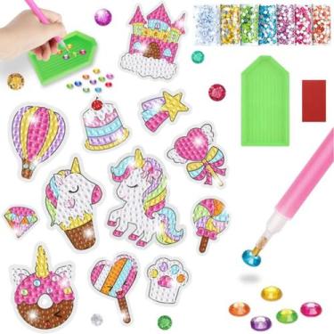 Imagem de Kit Adesivos Unicornio Strass Coloridos Pintura de Diamante Infantil B