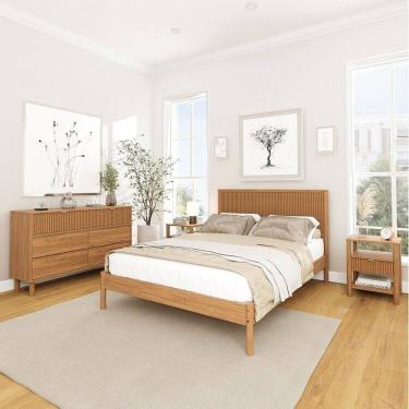 Imagem de Conjunto Cama Casal com 2 mesas de cabeceira e Cômoda Oiti Cabecasa MadeiraMadeira Marrom