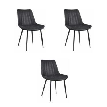 Imagem de Kit 3 Cadeiras Jantar Tânia Preta Tecido - Rivatti