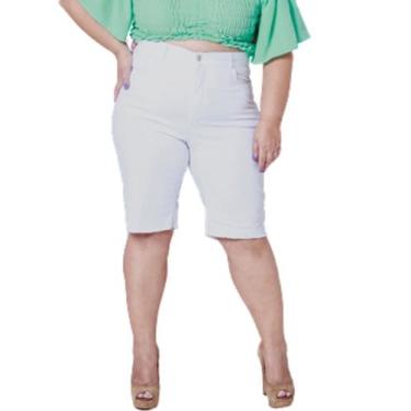 Imagem de Bermuda Feminina Biker Plus Size Branco Razon Jeans, 50, Branco
