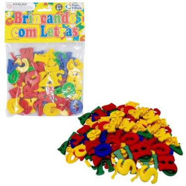 Imagem de Brinquedo Infantil Educativo Didático 62pçs Letras Alfabeto - Pais e F