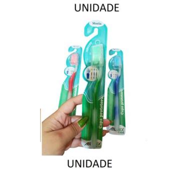 Imagem de ESCOVA DE DENTE MACIA COM CAPA UNIDADE cores variadas - ABBMIX CARE
