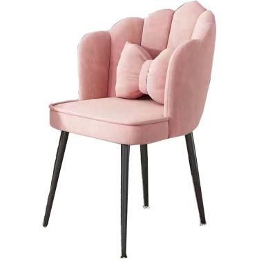 Imagem de Cadeira moderna de escritório doméstico, pernas grandes de metal, linda mesa de jantar, cômoda de maquiagem para sala de estar, cadeira de lazer com travesseiro para quarto, cadeiras da sala