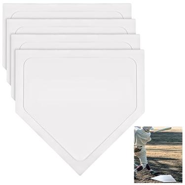Imagem de Frienda Basebol Home Plate Throw Down Bases de beisebol Heavy Duty Pitcher's Mound Bases de borracha para softball, kickball, prática de arremesso, branco (4 peças)