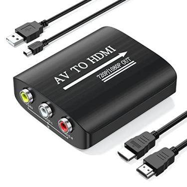 Imagem de Setuact Conversor AV para HDMI com cabo HDMI, conversor RCA para HDMI para PS1, PS2, PS3, Xbox, N64, WII, SNES, VHS, VCR, leitores de DVD Blue-Ray, STB