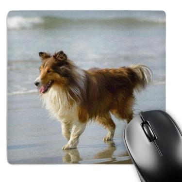 Imagem de Mouse pad com acabamento fosco "Canada Vancouver Island. Sheltie Walking On Chesterman Beach Tofino" - 20 x 20 cm - mp_226832_1