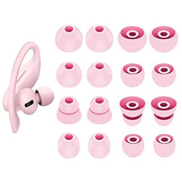 Imagem de 8 Pairs Powerbeats Pro Ear Tips Buds, 4 Size Replacement Soft Flexible Fit in Case Noise Reduce Silicone Rubber Gel Earbuds Eartips Wing Skin Compatible with Beats Flex/BeatsX - Cloud Pink