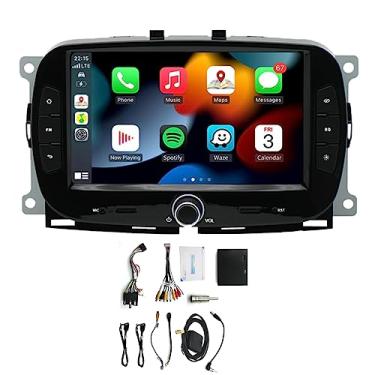Imagem de Rádio automotivo sem fio Carplay e Android, tela sensível ao toque de 17.8 cm, GPS WiFi, estéreo para carro com Bluetooth FM/RDS traseiro USB Android 2 + 32G, compatível com Fiat 500 2016-2019