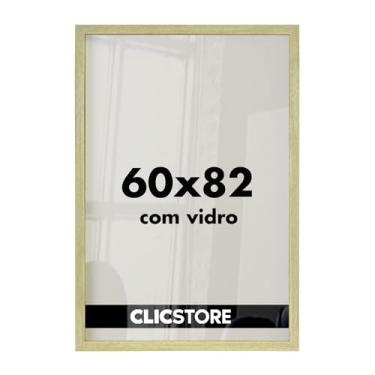 Imagem de Moldura Quadro 60x82 cm Decoração Criativa Sala Quarto Escritório para Arte Foto Imagem Painel Gravura Pôster com Vidro (Carvalho)