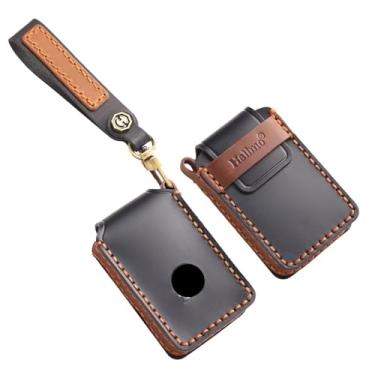 Imagem de HIBEYO Capa de chaveiro personalizável compatível com Volvo XC90 XC60 XC40 S60 S90 V90 Polestar 1 Polestar 2 Polestar 3 Acessórios Chaveiros personalizados de couro genuíno - A Type Black