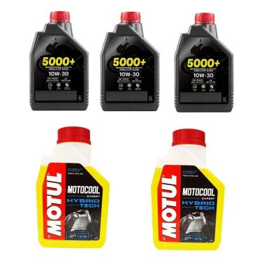 Imagem de Kit 3X Óleos Motul 5000+ 10W300 + 2X Motocool Honda Cb500f Cb500x Cbr500r