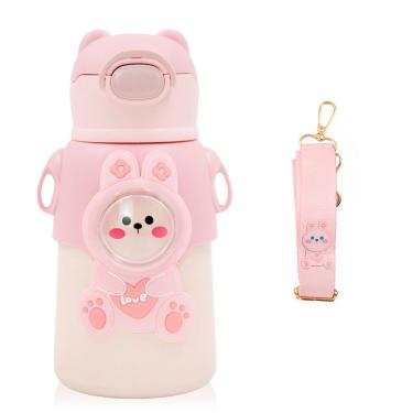 Imagem de Garrafinha C/ Canudo Squeeze Infantil Garrafa Bebe Rosa