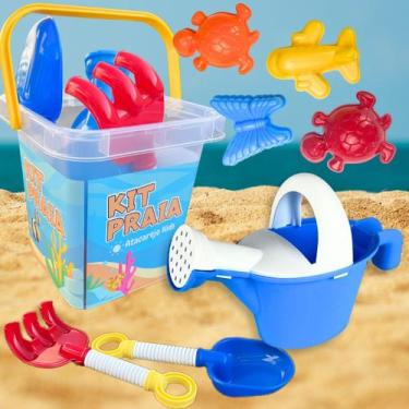 Imagem de Baldinho de Praia Areia com 8 Peças Acessórios Infantil Kit Completo -