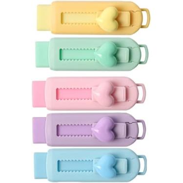 Imagem de Borracha de lápis deslizante multicolor retrátil com manga de plástico, produtos de escritório, borrachas de arte para desenho, borrachas grandes para escritório escolar, (Pacote de 5)